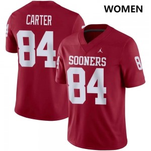 Women Jer'Michael Carter Crimson Oklahoma Sooners #84 College Football University Jerseys 120856-774