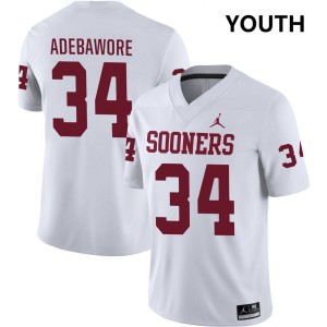 Youth Adepoju Adebawore White Oklahoma Sooners #34 College Football Player Jerseys 366028-933