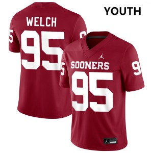 Youth Austin Welch Crimson Oklahoma Sooners #95 College Football Player Jersey 658375-858