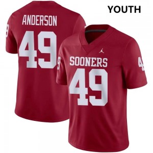 Youth Ben Anderson Crimson Oklahoma Sooners #49 College Football Alumni Jerseys 394167-222
