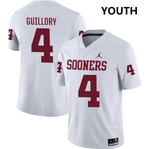 Youth Courtland Guillory White Oklahoma Sooners #4 College Football Official Jersey 680028-948