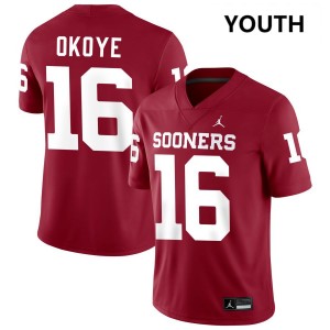 Youth Danny Okoye Crimson Oklahoma Sooners #16 College Football Embroidery Jerseys 309305-932