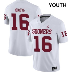 Youth Danny Okoye White Oklahoma Sooners #16 College Football High School Jerseys 989394-596