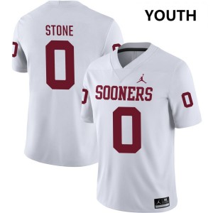 Youth David Stone White Oklahoma Sooners #0 College Football Embroidery Jersey 494227-117