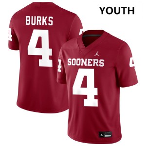 Youth Deion Burks Crimson Oklahoma Sooners #4 College Football High School Jersey 694849-927