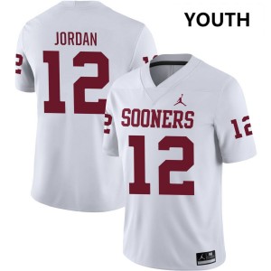 Youth Devon Jordan White Oklahoma Sooners #12 College Football Replica Jersey 416818-924