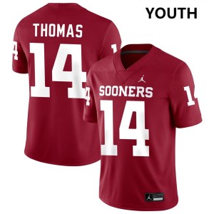 Youth Elijah Thomas Crimson Oklahoma Sooners #14 College Football High School Jerseys 580407-364
