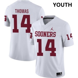 Youth Elijah Thomas White Oklahoma Sooners #14 College Football Embroidery Jerseys 273841-250
