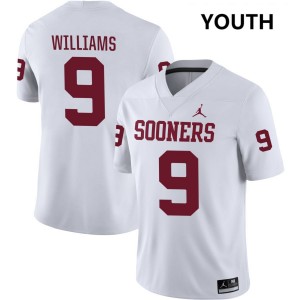 Youth Gentry Williams White Oklahoma Sooners #9 College Football Game Jersey 628126-720