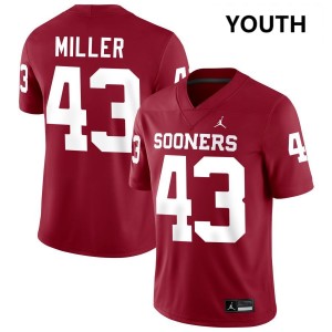 Youth Grayson Miller Crimson Oklahoma Sooners #43 College Football Replica Jerseys 890818-678