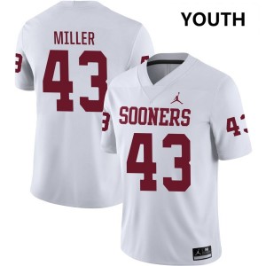 Youth Grayson Miller White Oklahoma Sooners #43 College Football Player Jerseys 557919-647