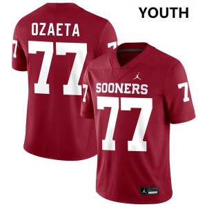 Youth Heath Ozaeta Crimson Oklahoma Sooners #77 College Football Official Jerseys 970203-746