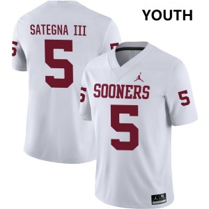 Youth Isaiah Sategna III White Oklahoma Sooners #5 College Football Player Jerseys 409045-940