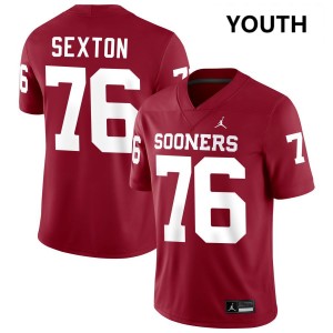 Youth Jacob Sexton Crimson Oklahoma Sooners #76 College Football Embroidery Jerseys 287406-684