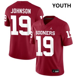 Youth Jacobe Johnson Crimson Oklahoma Sooners #19 College Football Stitched Jerseys 290190-362
