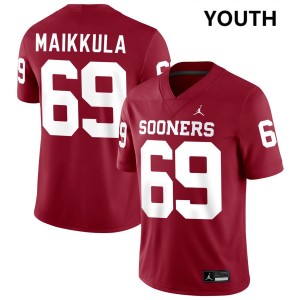 Youth Jake Maikkula Crimson Oklahoma Sooners #69 College Football University Jersey 571093-592