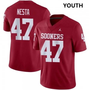 Youth James Nesta Crimson Oklahoma Sooners #47 College Football NCAA Jersey 902727-715