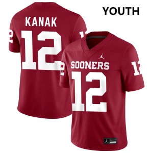 Youth Jaren Kanak Crimson Oklahoma Sooners #12 College Football High School Jersey 447053-399