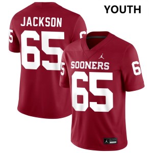 Youth Jayden Jackson Crimson Oklahoma Sooners #65 College Football Limited Jersey 274567-990