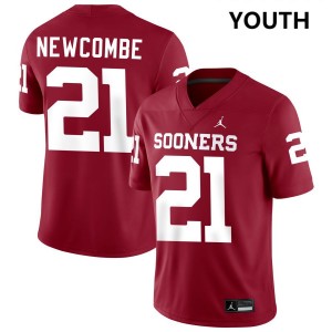 Youth Jeremiah Newcombe Crimson Oklahoma Sooners #21 College Football Embroidery Jersey 927321-747
