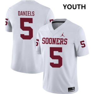 Youth Kendal Daniels White Oklahoma Sooners #5 College Football 2025 Jerseys 967455-859