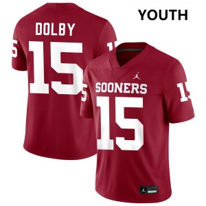 Youth Kendel Dolby Crimson Oklahoma Sooners #15 College Football Official Jersey 201129-132