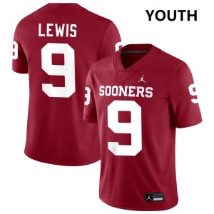 Youth Keontez Lewis Crimson Oklahoma Sooners #9 College Football Limited Jersey 426247-908