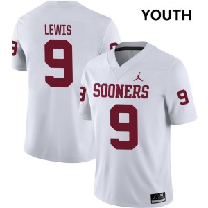 Youth Keontez Lewis White Oklahoma Sooners #9 College Football NCAA Jerseys 845379-844