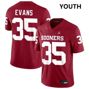 Youth Liam Evans Crimson Oklahoma Sooners #35 College Football Embroidery Jersey 203554-731
