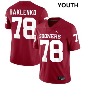 Youth Luke Baklenko Crimson Oklahoma Sooners #78 College Football 2025 Jersey 474855-479