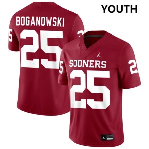 Youth Michael Boganowski Crimson Oklahoma Sooners #25 College Football NCAA Jerseys 337513-956