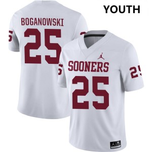 Youth Michael Boganowski White Oklahoma Sooners #25 College Football Official Jersey 372730-929