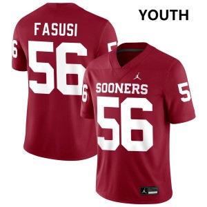 Youth Michael Fasusi Crimson Oklahoma Sooners #56 College Football High School Jerseys 108744-539