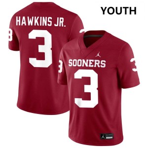 Youth Michael Hawkins Jr. Crimson Oklahoma Sooners #3 College Football Embroidery Jerseys 943407-631