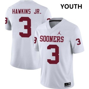 Youth Michael Hawkins Jr. White Oklahoma Sooners #3 College Football NCAA Jerseys 105116-841