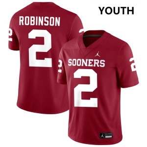 Youth Omarion Robinson Crimson Oklahoma Sooners #2 College Football NCAA Jersey 458179-103