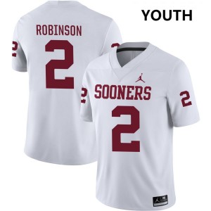 Youth Omarion Robinson White Oklahoma Sooners #2 College Football Replica Jerseys 172912-407