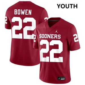 Youth Peyton Bowen Crimson Oklahoma Sooners #22 College Football 2025 Jerseys 995049-381