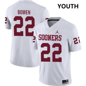 Youth Peyton Bowen White Oklahoma Sooners #22 College Football NCAA Jerseys 489364-781