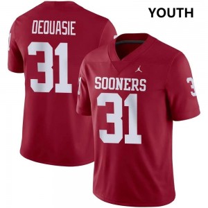Youth Reed DeQuasie Crimson Oklahoma Sooners #31 College Football Alumni Jersey 533860-682