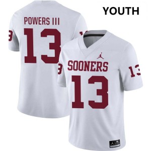 Youth Reggie Powers III White Oklahoma Sooners #13 College Football Alumni Jerseys 204192-672