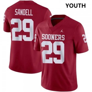 Youth Tate Sandell Crimson Oklahoma Sooners #29 College Football Limited Jersey 638524-542