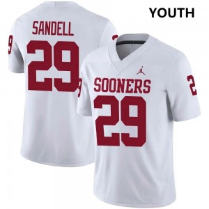Youth Tate Sandell White Oklahoma Sooners #29 College Football High School Jersey 859192-502