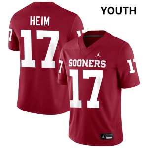Youth Taylor Heim Crimson Oklahoma Sooners #17 College Football 2025 Jersey 504717-468