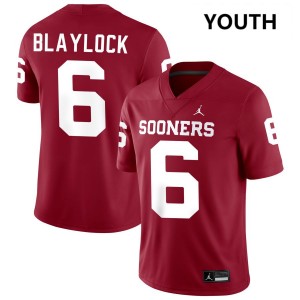 Youth Tory Blaylock Crimson Oklahoma Sooners #6 College Football Official Jersey 353960-179
