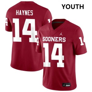 Youth Trystan Haynes Crimson Oklahoma Sooners #14 College Football Embroidery Jerseys 413528-866