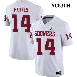 Youth Trystan Haynes White Oklahoma Sooners #14 College Football NCAA Jersey 925961-461