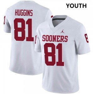 Youth Will Huggins White Oklahoma Sooners #81 College Football University Jersey 264542-437