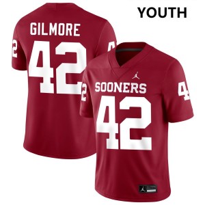 Youth Wyatt Gilmore Crimson Oklahoma Sooners #42 College Football Official Jersey 236928-338
